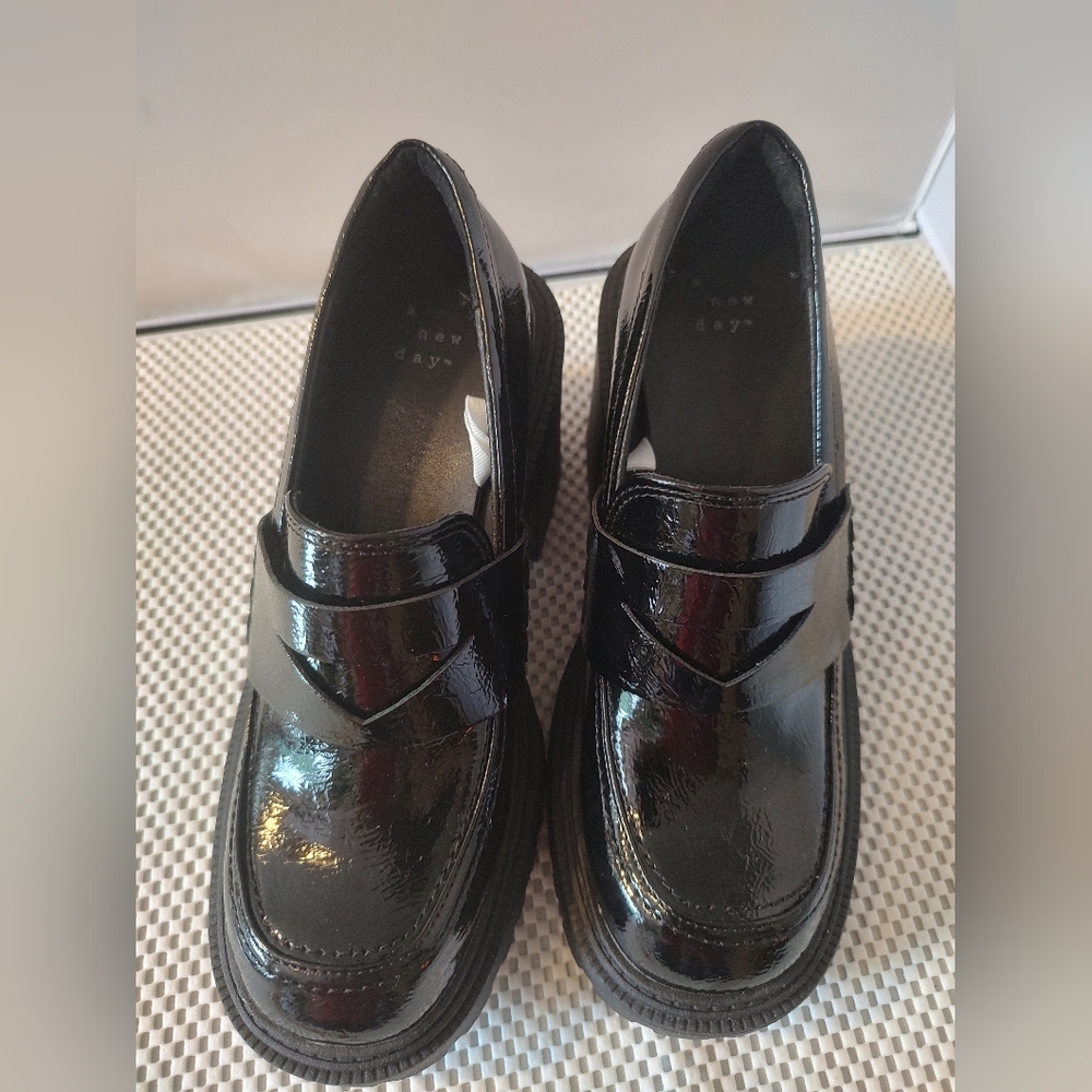 A New Day Women's Size 7.5 Platform Chunky Heels Shoes Black - Picture 3 of 4